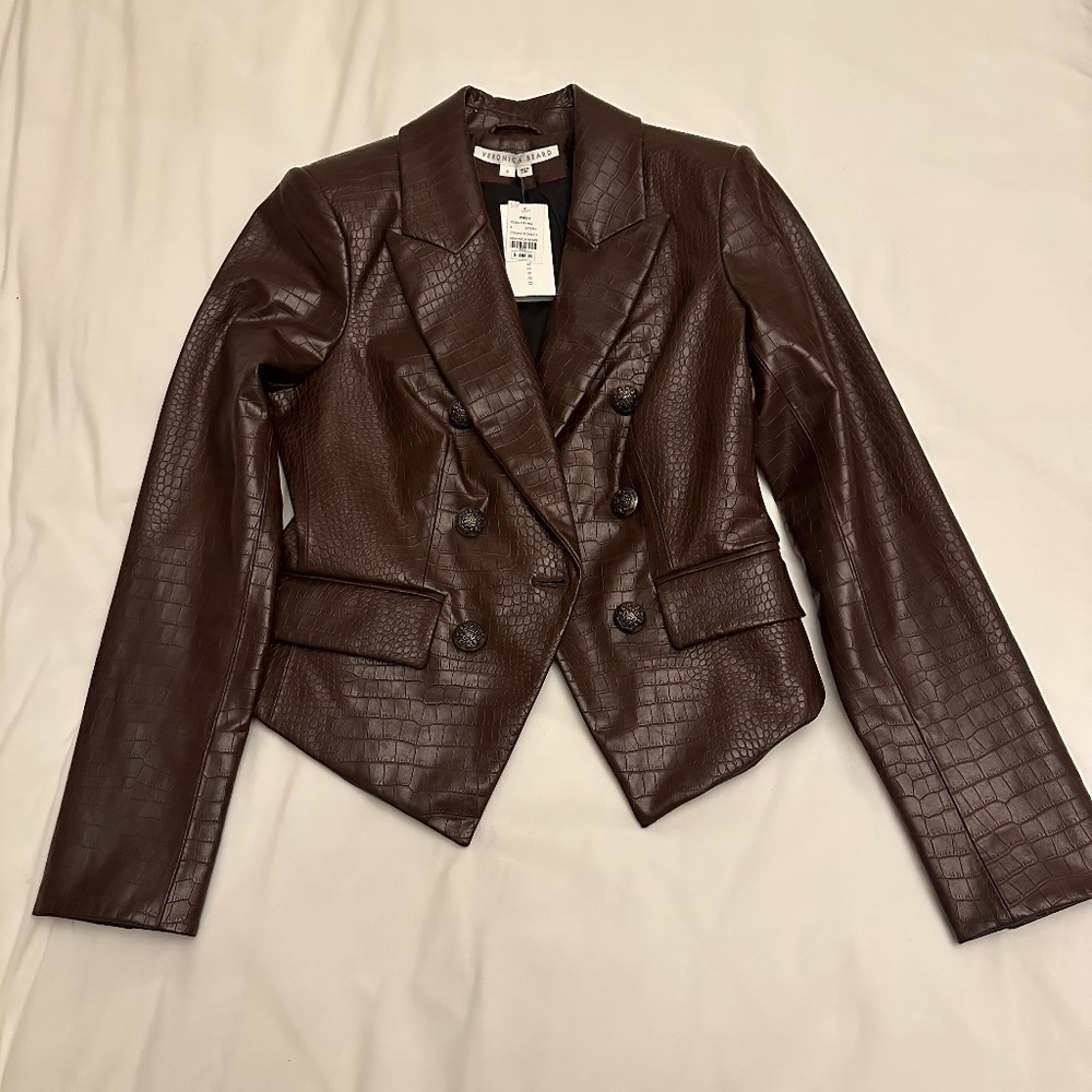 VERONICA BEARD COOKE VEGAN-LEATHER DICKEY JACKET - NWT